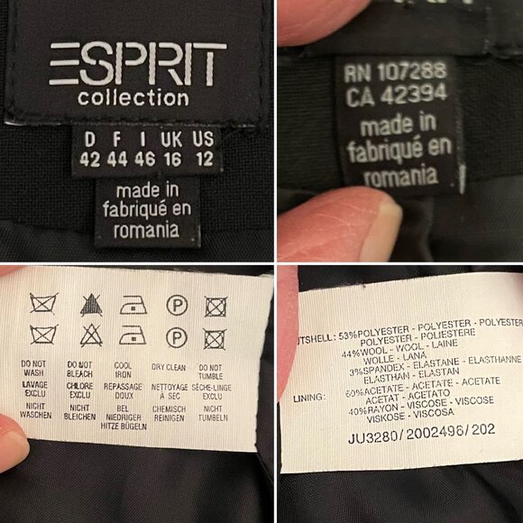 Y2K Esprit Black Blazer Womens Size 8 One Button Closure Jacket - Picture 6 of 13